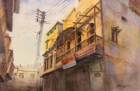 Abid Zaman, Heritage In Golden Light, 14 X 21 Inch, Watercolor on Paper, Cityscapes Painting, AC-ABZ-002